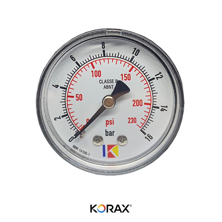 Manômetro PLÁSTICO (SECO) Caixa 63MM Conexão de Latão NPT HORIZONTAL