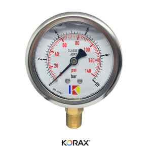 Manômetro INOX (GLICERINA) 63MM NPT VERTICAL